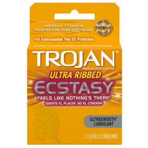 Trojan Ultra Ribbed Ecstasy Condoms 3 Pack