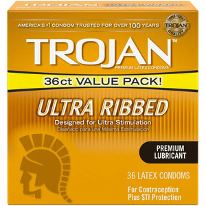 Trojan Ultra Ribbed Condoms 36 Pack