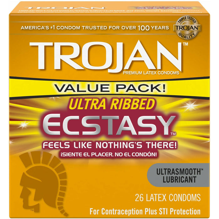 Trojan Ultra Ribbed Ecstacy Condoms 26 Pack
