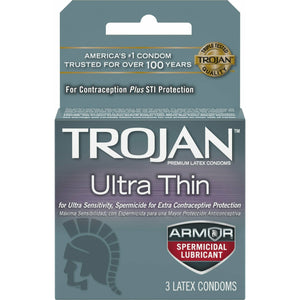 Trojan Ultra Thin Armour Spermicidal Condoms 3 Pack