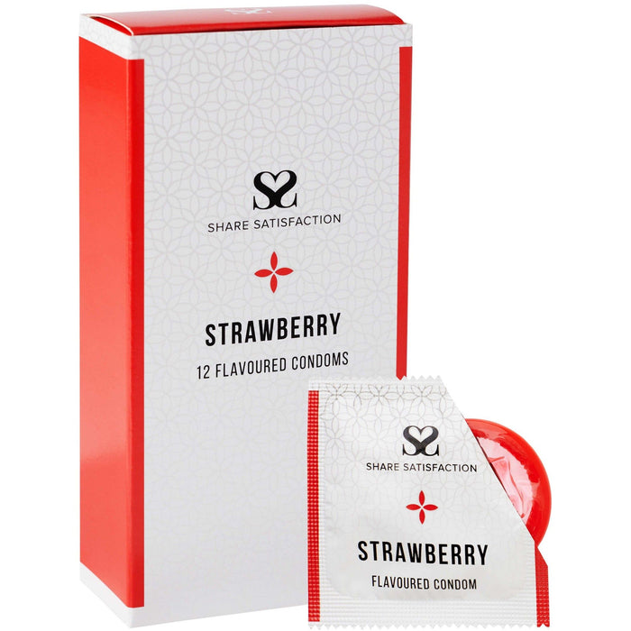Share Satisfaction Flavoured Condoms Strawberry 12 Pack